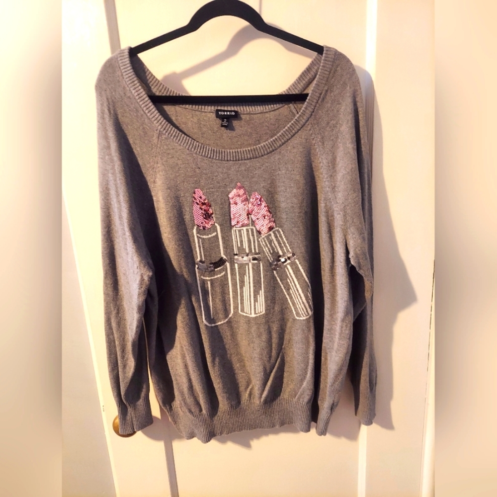 Torrid Lipstick bedazzled SWEATER